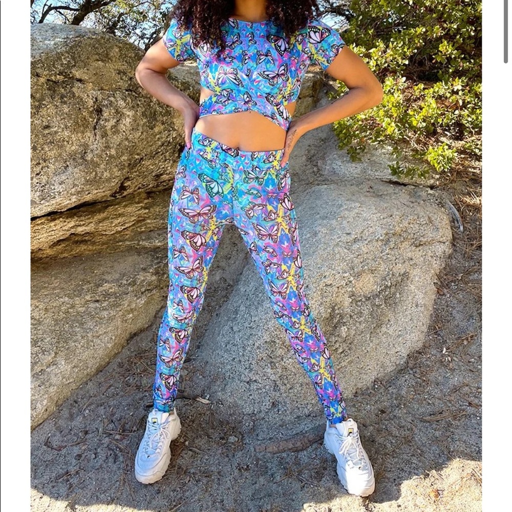 Mesh Leggings in Metamorphosis butterfly